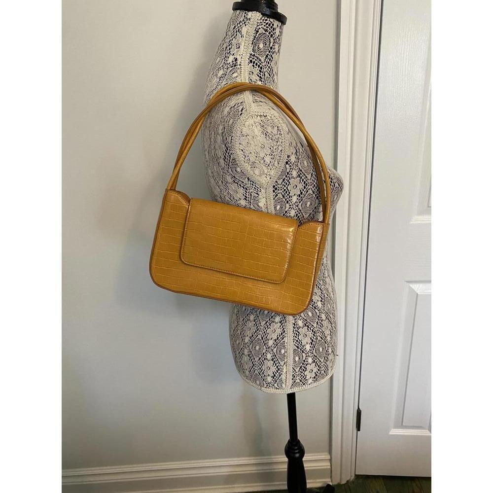 MNG mango croc embossed shoulder bag